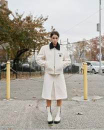 CREAM PLEATED SKIRT
